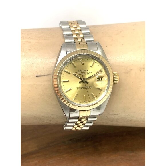 Rolex Datejust Women's Watch 6917 Vintage Swiss Automatic Steel 18k Gold 26mm - Picture 11 of 14